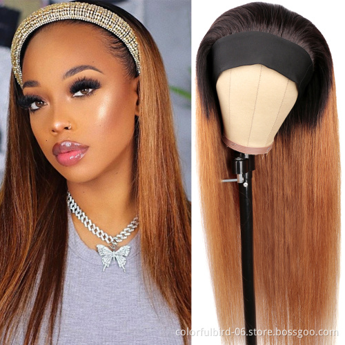 Straight Headband Wig Human Hair Wigs For Black Women 1b/30 Ice Silk Headband Wigs Peruvian Virgin Human Hair Straight Hair